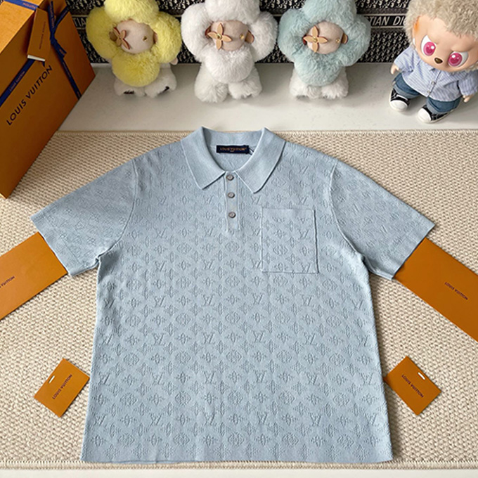 lv louis vuitton mesh jacquard monogram short sleeve polo shirt